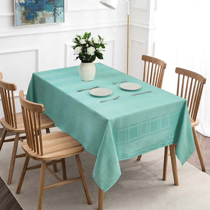 Luxury Waterproof Table Cloth Plaid Rectangle Tablecloths 100% Polyester Heavyweight Spillproof Stain Resistant Table Cover for Kitchen Dining Room, Family Meals, Surfing Blue 60×84, Seats of 6-8