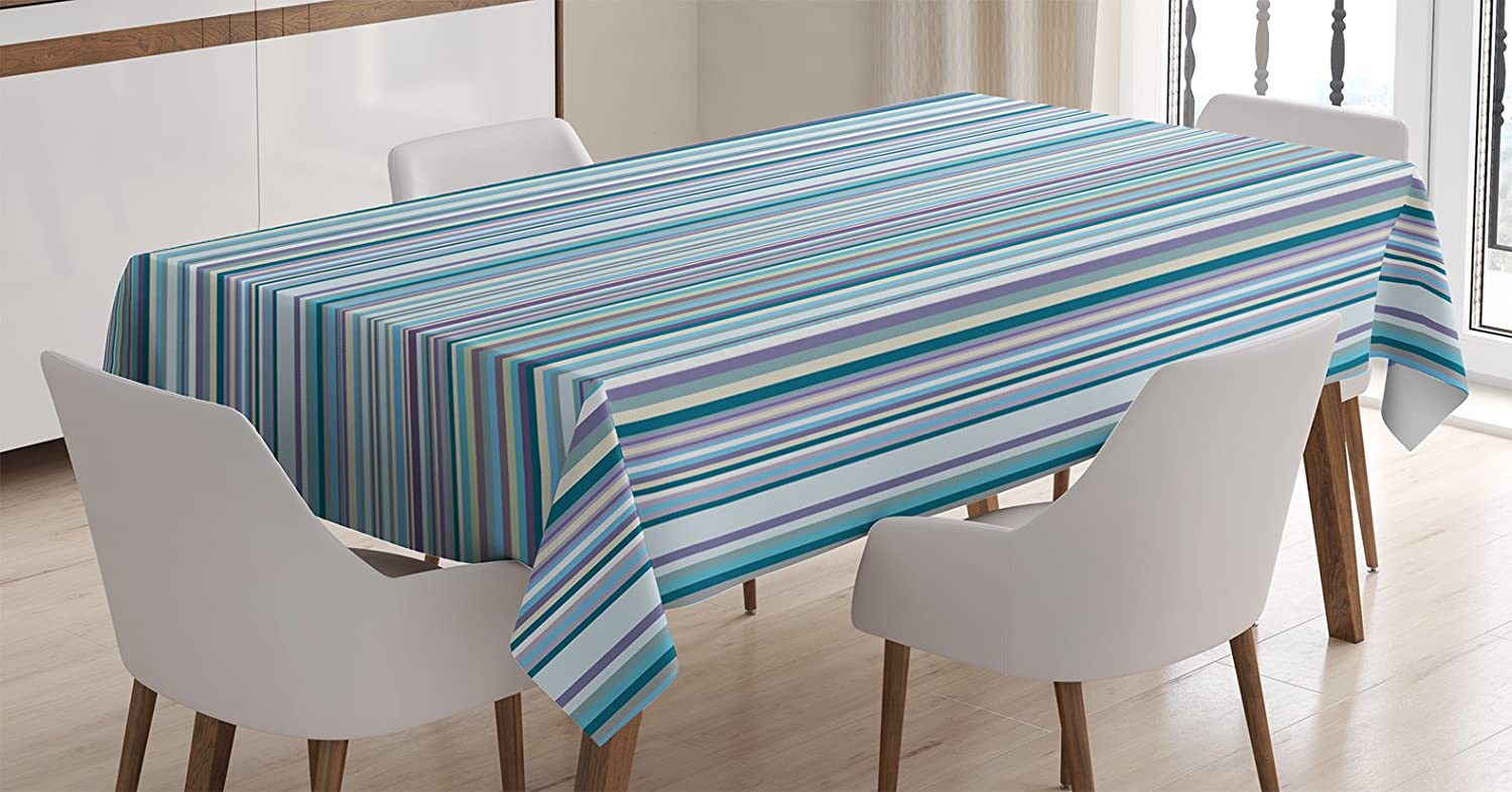 Striped Colored Vertical Stripes , Rectangular Table Cover, 60" X 90", Light Blue