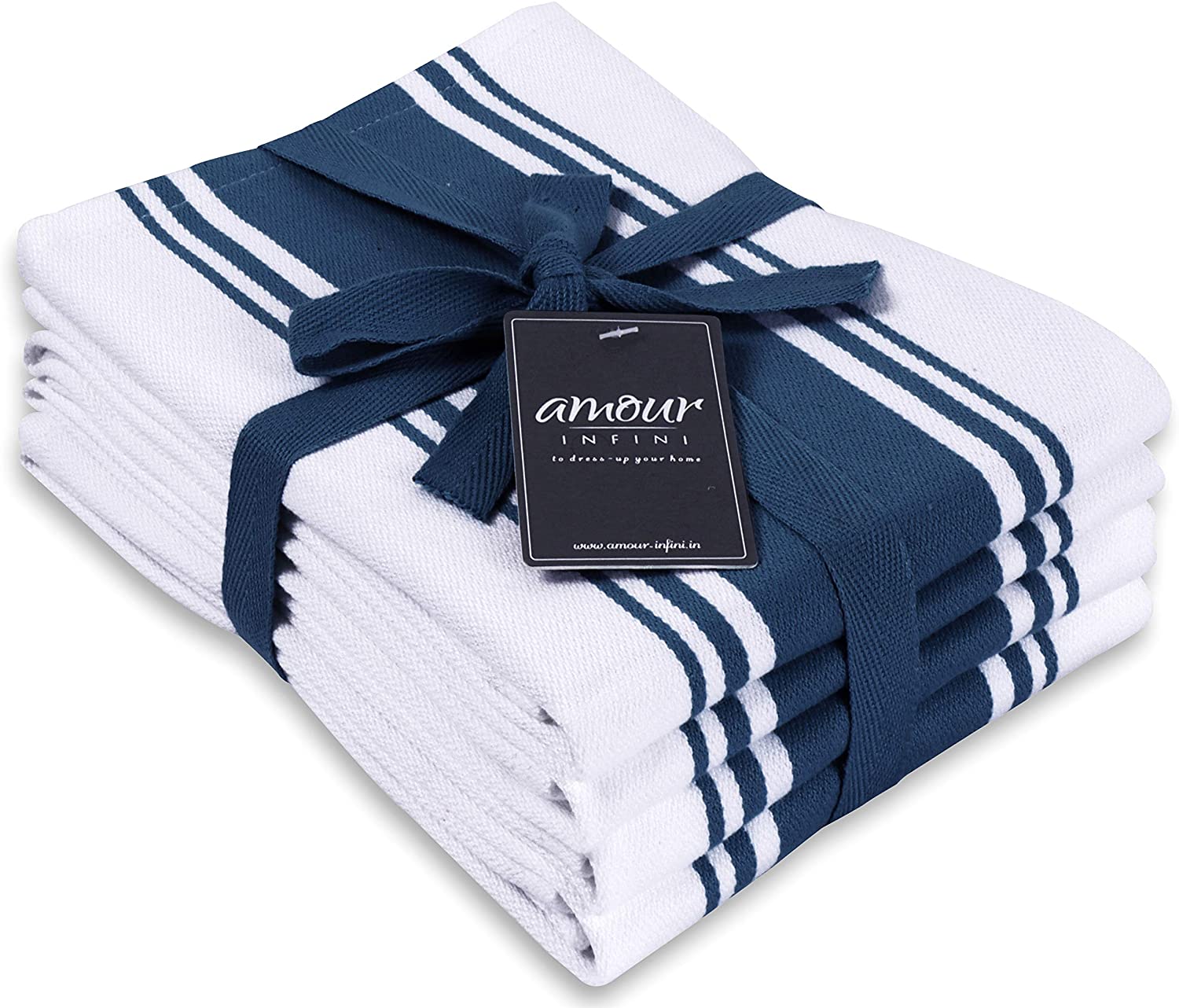 4 Pack | 28 x 20 Inch, Over Sized | Multi-use Kitchen Towels Blue and white