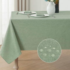 Rectangle Tablecloth Linen Textured Waterproof & Stain Resistant Table Cloth for Dining / Party / Buffet / Wedding, 52 x 70 Inch, Sage Green