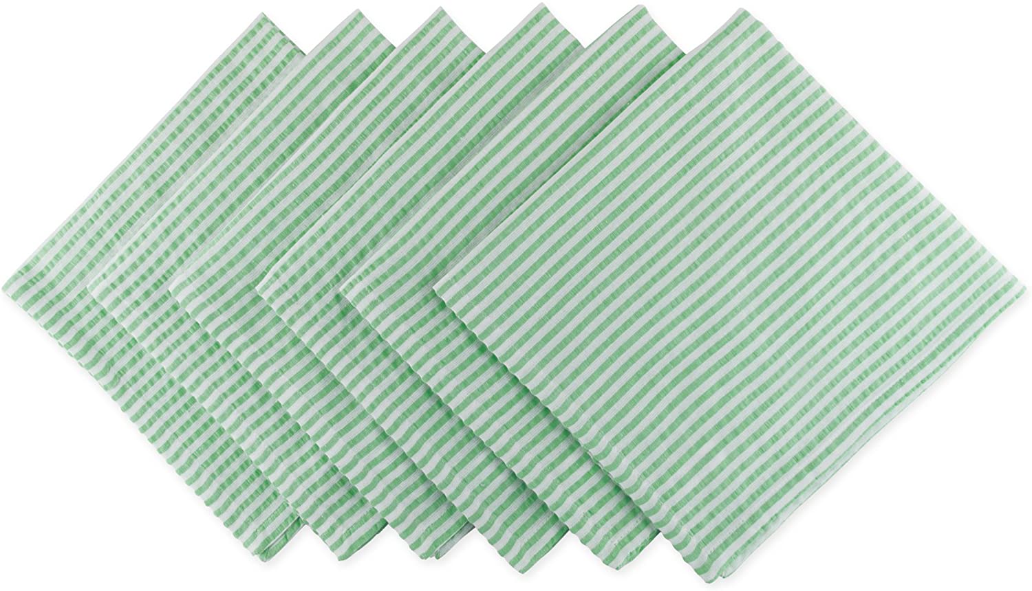 DII Cotton  Striped Napkin for Brunch, 20 x 20, Bright Green and White