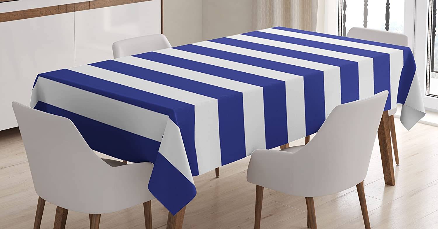 Navy Blue and White stripe Rectangular Table Cover, 52" X 70", Navy White