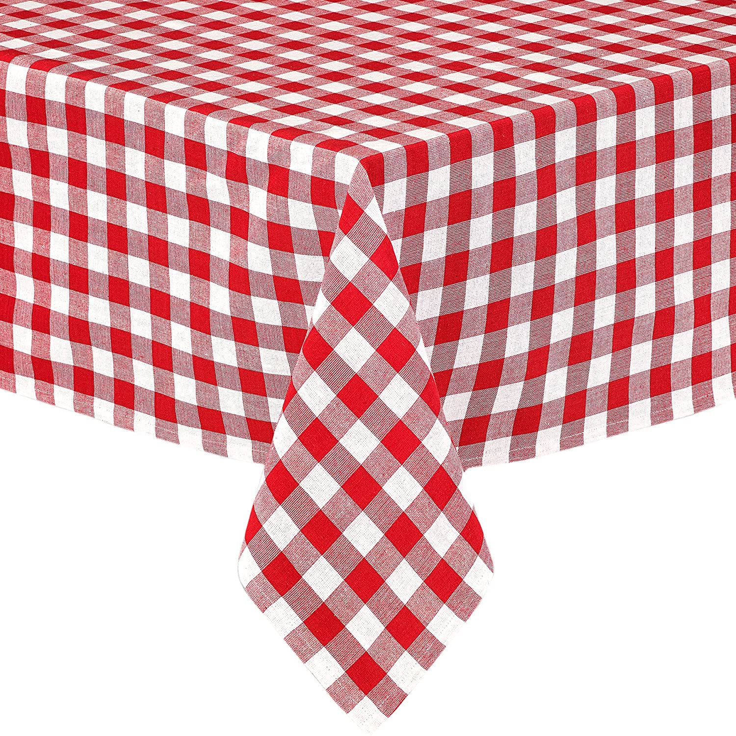 Buffalo Gingham Check Indoor Outdoor Cotton Tablecloth, Buffalo Plaid 100% Cotton Lintex