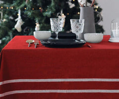 Red Striped Cotton Table Cover